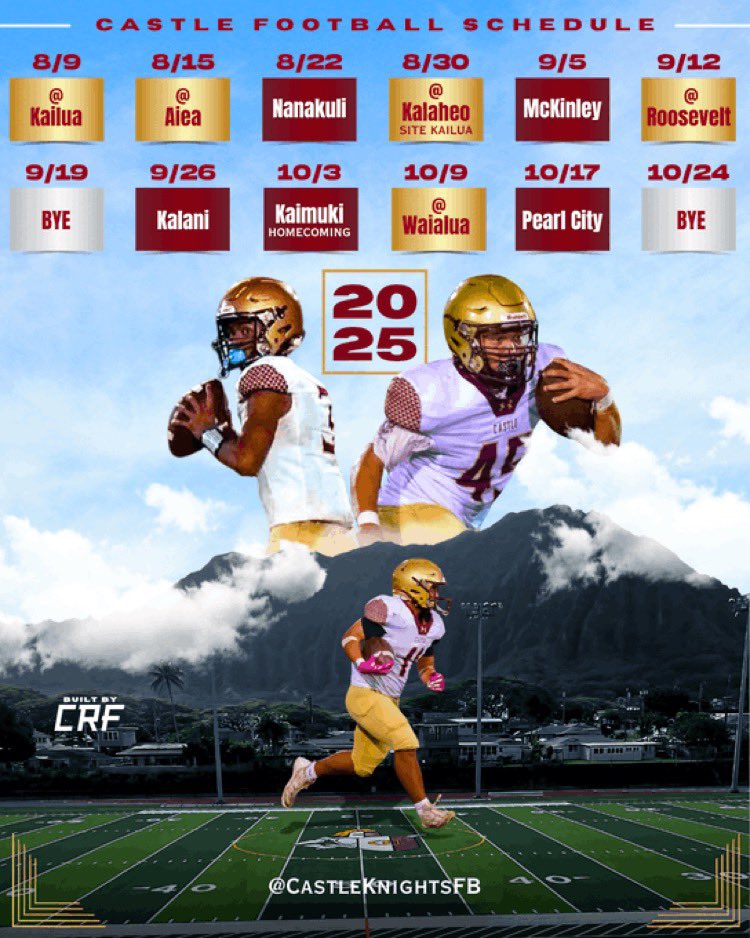 Lock in the dates!!! The 2025 Castle Knights Football Schedule is here… 🛡️🛡️🛡️