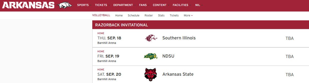 Football isn't the only first time matchup this fall between Arkansas State and Arkansas.

Red Wolves volleyball plays in Fayetteville on Saturday, September 20th.