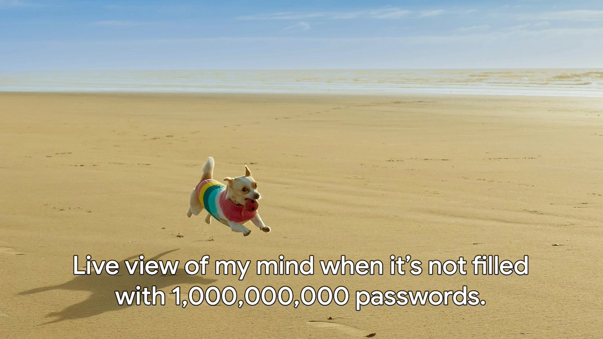 googlechrome's tweet image. Once you let Password Manager empty those logins from your head, your mind is free to wander. 🏖️