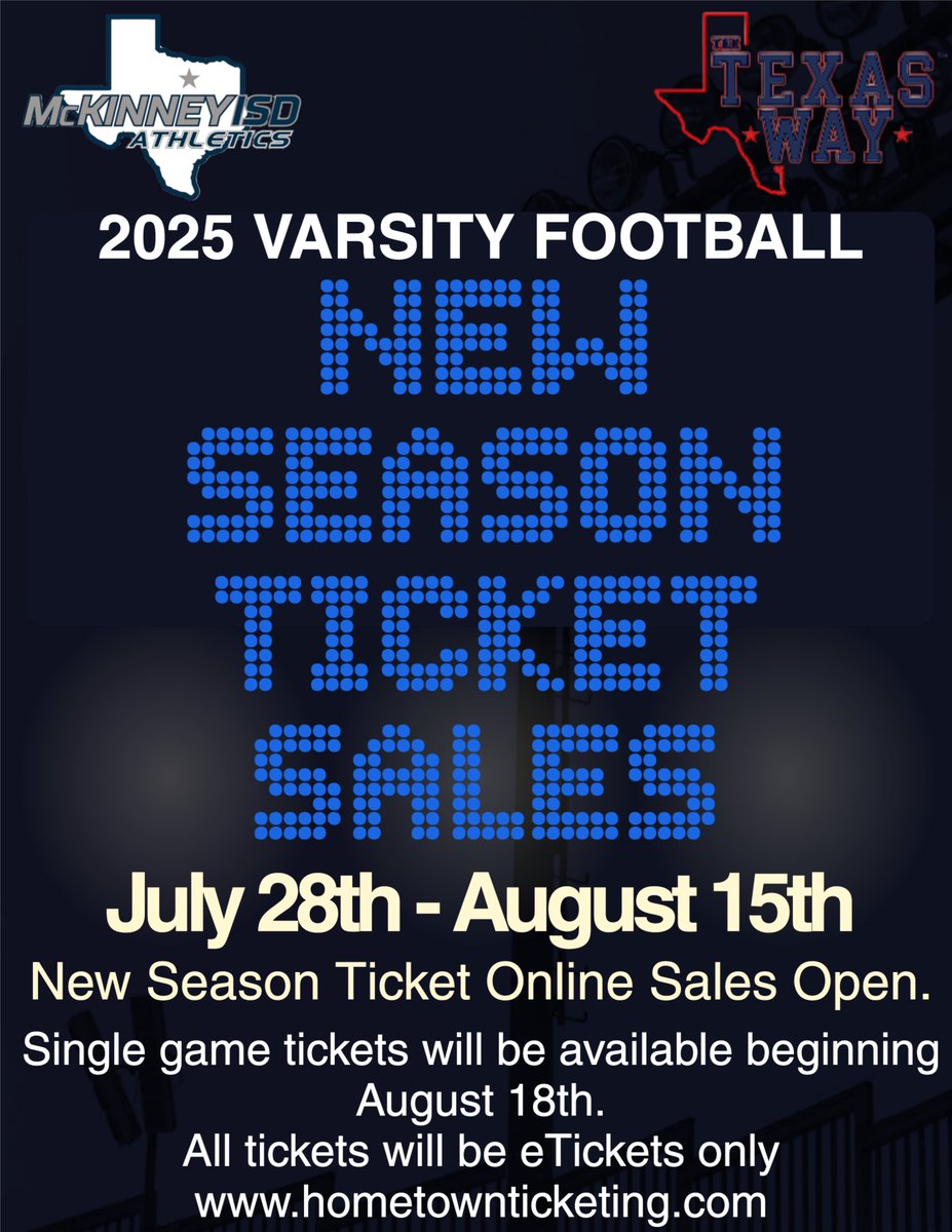 McKinneyISD Ath Dept (@mckisdath) on Twitter photo You're running out of time! ⏰
Visit hometownticketing.com to get your season tickets now! 🎟️🏈
<a href="/mckinneyisd/">McKinney ISD</a> <a href="/MHSLions/">McKinney High School</a> <a href="/McKinneyNorthHS/">McKinney North HS</a> <a href="/BroncoTweet/">McKinney Boyd HS</a> <a href="/McKinneyFBall/">MHS Lions Football</a> <a href="/MNHS_Football/">McKinney North Football</a> <a href="/MBHSFootball/">MBHS Bronco Football</a> You're running out of time! ⏰
Visit hometownticketing.com to get your season tickets now! 🎟️🏈
<a href="/mckinneyisd/">McKinney ISD</a> <a href="/MHSLions/">McKinney High School</a> <a href="/McKinneyNorthHS/">McKinney North HS</a> <a href="/BroncoTweet/">McKinney Boyd HS</a> <a href="/McKinneyFBall/">MHS Lions Football</a> <a href="/MNHS_Football/">McKinney North Football</a> <a href="/MBHSFootball/">MBHS Bronco Football</a>