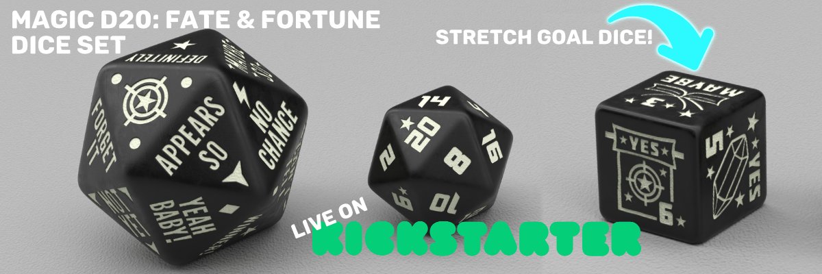NoApologiesWork's tweet photo. We're half way there!  A huge thanks to all of our awesome supporters, whether you're backing or sharing.❤️We're currently at 57% funded with our 'Magic D20: Fate &amp; Fortune' Dice Set on Kickstarter.
Let's get this funded!
•
🔗 https://t.co/ASBb0CzocZ 🔗 https://t.co/4zRMzkHkIF
