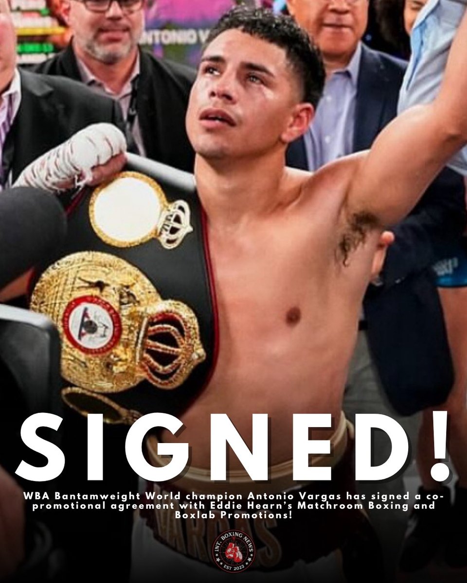 International Boxing News (@intboxingnews) on Twitter photo 🥊 MATCHROOM SECURE ANTONIO VARGAS!
WBA Bantamweight World champion Antonio Vargas has signed a co-promotional agreement with <a href="/MatchroomBoxing/">Matchroom Boxing</a> & <a href="/BoxlabPromotion/">BoxLab Promotions</a>!💥
Vargas was elevated from ‘interim’ champion by the <a href="/WBABoxing/">WBA Boxing</a> after Seiya Tsutsumi was named champion in recess‼️ 🥊 MATCHROOM SECURE ANTONIO VARGAS!
WBA Bantamweight World champion Antonio Vargas has signed a co-promotional agreement with <a href="/MatchroomBoxing/">Matchroom Boxing</a> & <a href="/BoxlabPromotion/">BoxLab Promotions</a>!💥
Vargas was elevated from ‘interim’ champion by the <a href="/WBABoxing/">WBA Boxing</a> after Seiya Tsutsumi was named champion in recess‼️