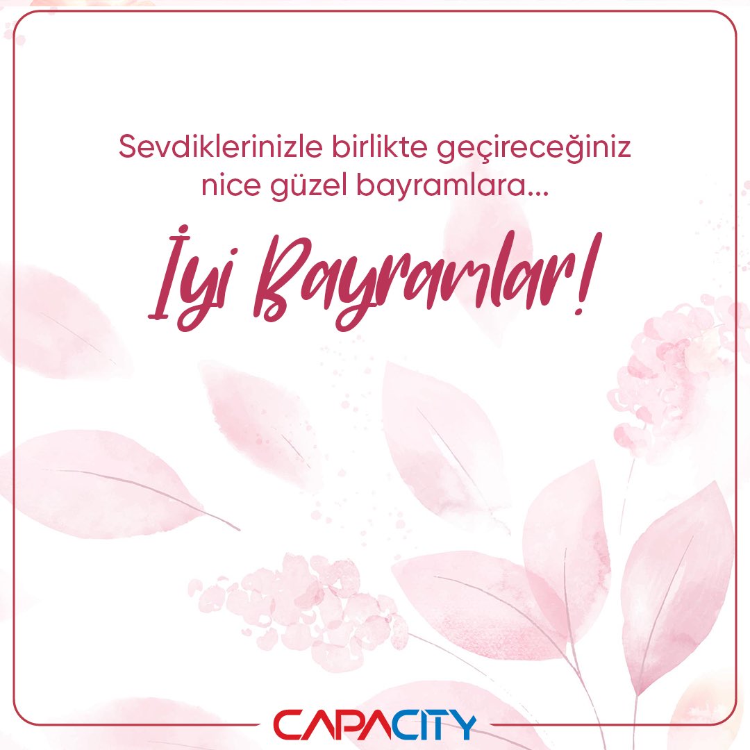 Sevdiklerinizle birlikte geçireceğiniz nice güzel bayramlara!🤗İyi Bayramlar!✨

#kurbanbayramı #capacityavm