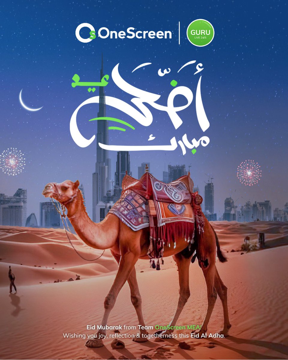OneScreen_MEA's tweet image. Eid Mubarak! 🌙
Wishing you joy, reflection &amp;amp; togetherness this Eid Al Adha. From all of us at OneScreen.
#EidAlAdha #EidMubarak #OneScreen #Togetherness