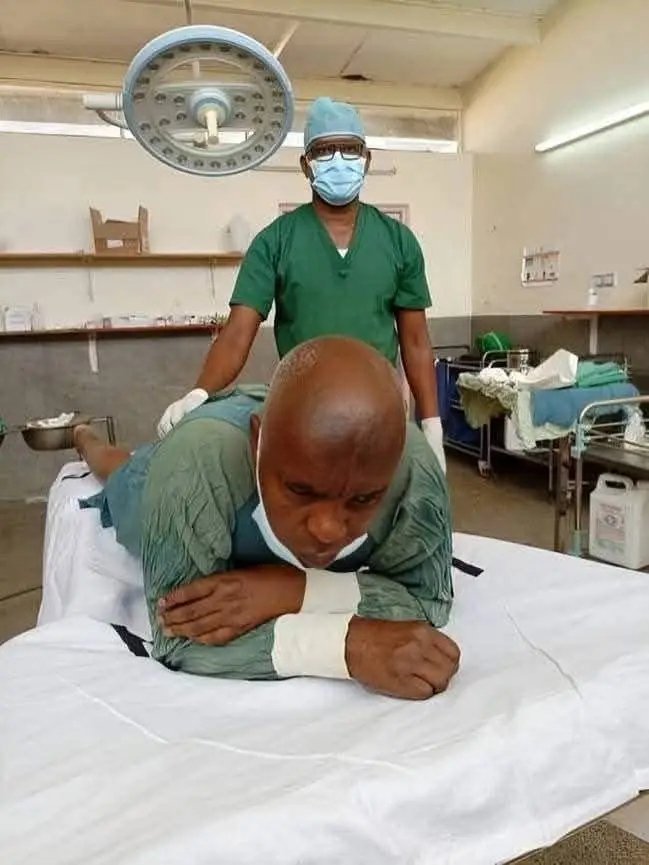 The then-Governor Kivutha Kibwana undergoing surgery at Makueni County Referral Hospital in January 2022.

But Susan Kihika’s nakedness can’t be seen by an African midwife