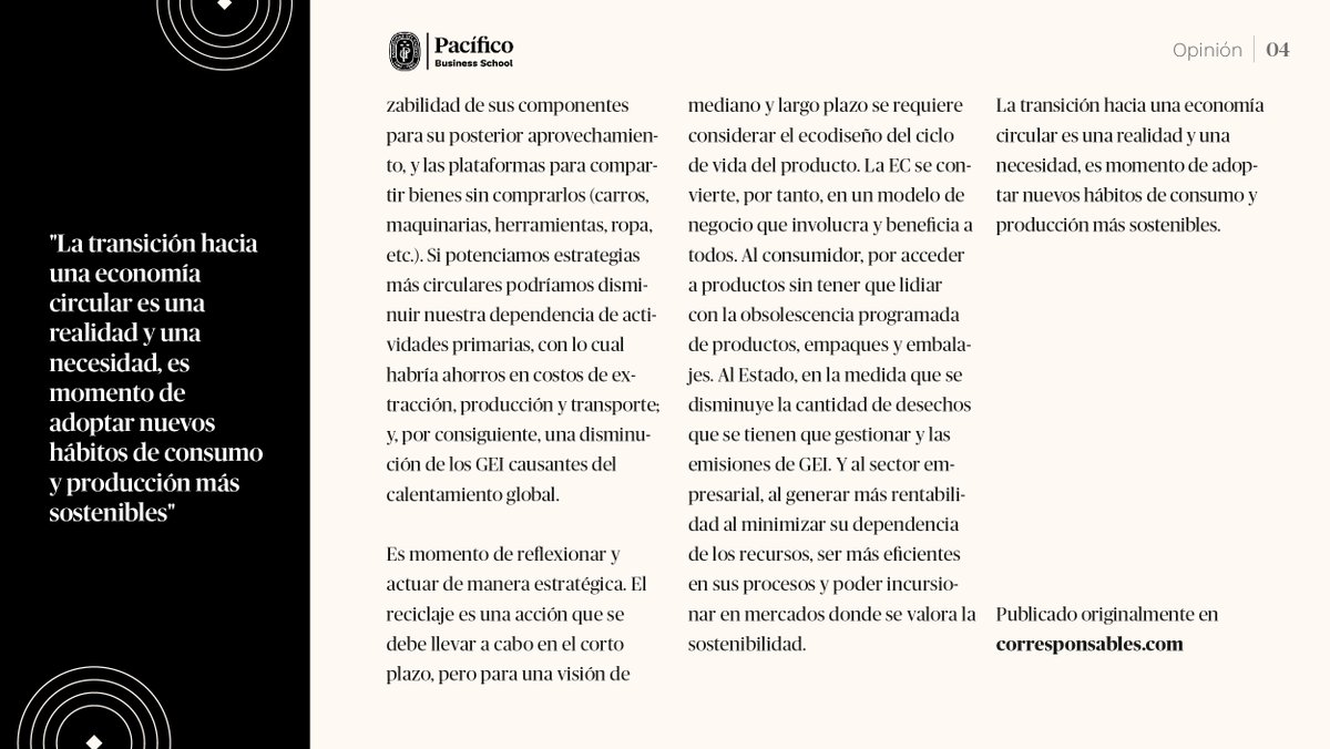 #RetosPBS El 80% del impacto ambiental de un producto se define desde su diseño. ♻
En el #DíaDelAmbiente, Jorge Ueyonahara, profesor de #PBS, plantea al ecodiseño como clave para una transición hacia la economía circular. 🌍

#EconomíaCircular #Sostenibilidad