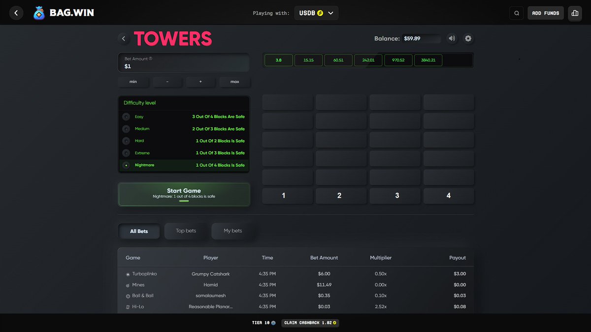 🗼 Tilted Towers Thursday 🗼

Only 1 block is safe in Nightmare Mode. Pure degen. Pure Chaos.

🎁 Reply with your guess (1–4) for which block is safe. 
💰 $50 Bonus USD to one user with a correct guess.
🕙 Deadline: June 6 @ 10PM UTC
👇 Drop your pick below &amp; let fate decide.