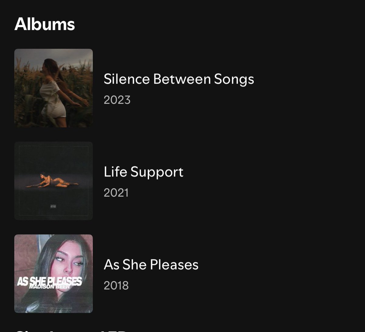 i love when artists have clean discography’s