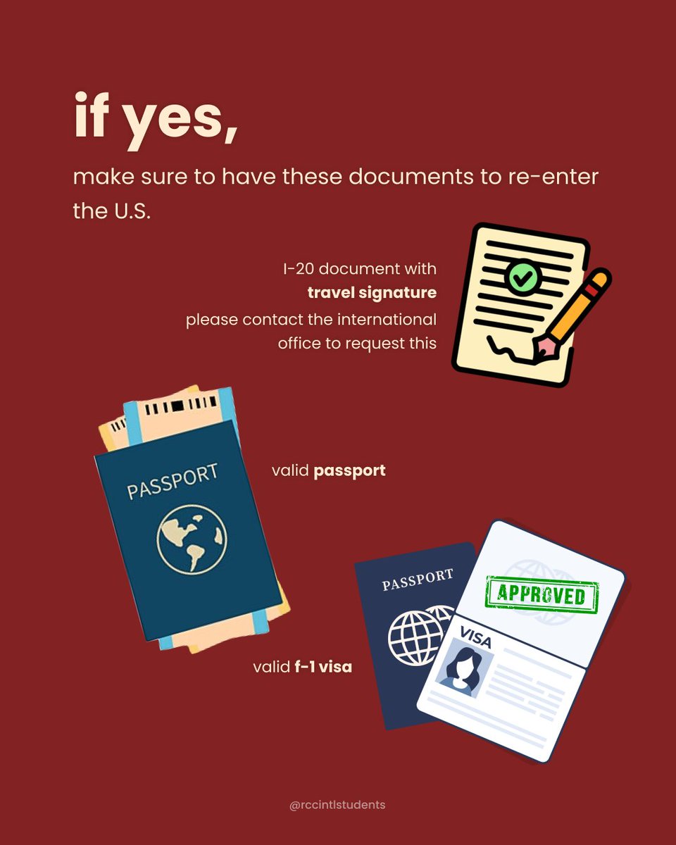 RCCIntlStudents's tweet image. ✈️ Traveling this summer? Don’t forget to get your travel signature!
📍Contact the RCC International Center before you go — it’s a must for re-entry into the U.S.
✅ Plan ahead and stay compliant. Safe travels, Tigers! 🌍💼
#RCCInternational #TravelSignature #F1Students