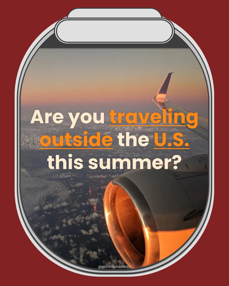 RCCIntlStudents's tweet image. ✈️ Traveling this summer? Don’t forget to get your travel signature!
📍Contact the RCC International Center before you go — it’s a must for re-entry into the U.S.
✅ Plan ahead and stay compliant. Safe travels, Tigers! 🌍💼
#RCCInternational #TravelSignature #F1Students