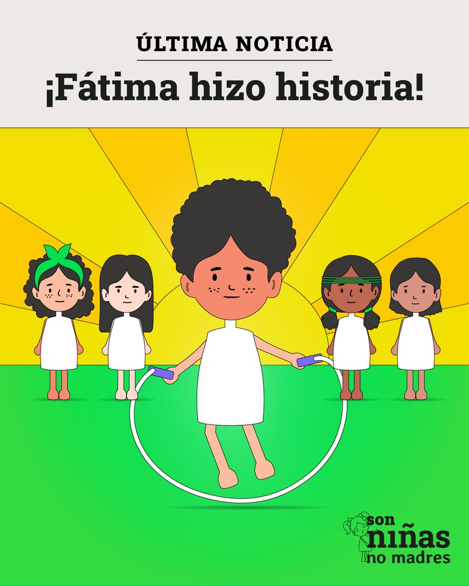 ¡Histórico! ¡Fátima ha triunfado! 💚✊🏽
Se suma así a Susana, Lucía, Norma y Camila: Cinco sobrevivientes que abren el camino para que ninguna niña sea forzada a la maternidad.

Lee el comunicado: tinyurl.com/fatimahizohist…

#LasNiñasTriunfan #NiñasNoMadres