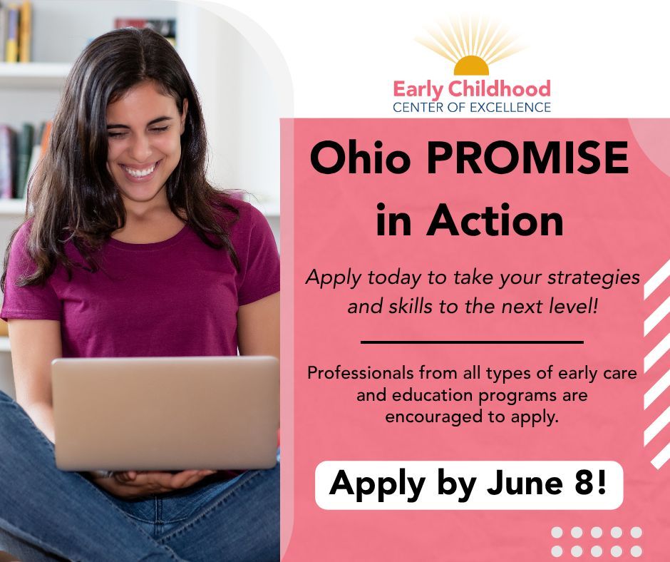 Are you an early childcare professional ready to take your skills to the next level? 🌟 Apply TODAY for our Ohio PROMISE in Action cohort! Spots are limited. Submit your application by Sunday, June 8! Learn more and apply: mailchi.mp/ocali/ohioprom…