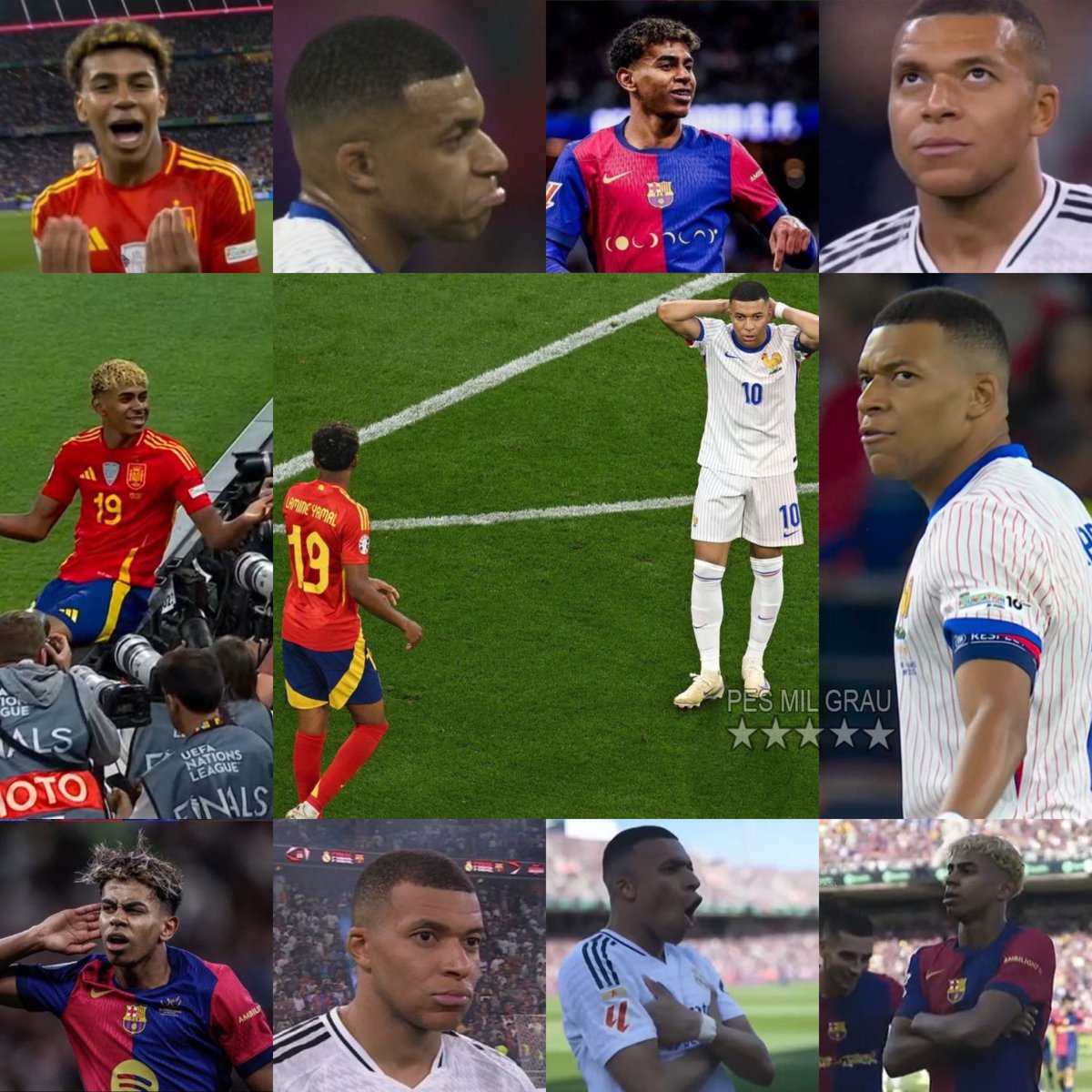 Pesgrau's tweet photo. Eliminado na semi da Euro 2024.

Perdeu todos El Clásico com direito a goleada por 4x0.

Vice em La Liga.

Vice na Copa do Rei.

Vice na Supercopa da Espanha.

Eliminado na semi da Nations League.

Como pode Lamine Yamal ser pai do Mbappé aos 17 anos?  kkkkkkkkkkkkk https://t.co/XtILEPhy8V