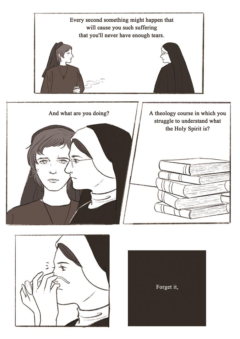 sunfishswims's tweet photo. “Become. It was a verb that had always obsessed me.”

#sabballini #conclave2024 #conclavefanart #nunclave https://t.co/0jLmQKcybg