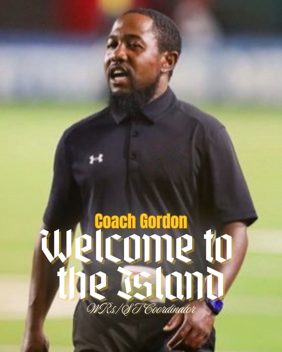 Fired up to welcome <a href="/TheCoachGordon/">Coach Gordon</a> as our WR Coach &amp; Special Teams Coordinator!

He’s a kid magnet with elite energy &amp; a passion for player development. A proven leader who brings the juice every day.

Welcome to the Island, Coach! 🌪️🌀