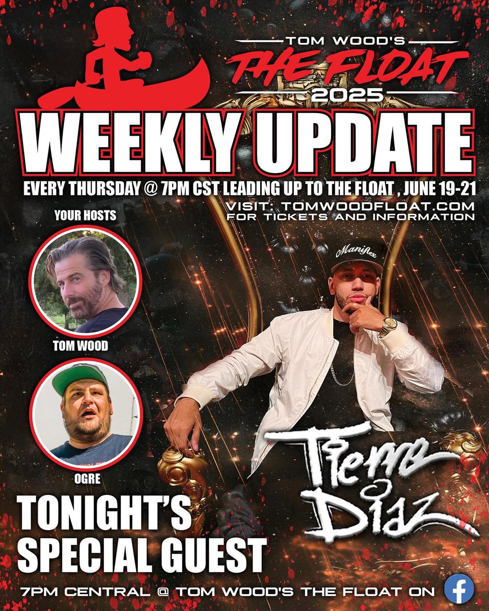 tierrediaz's tweet photo. Pulling up as the special guest on tonight’s Float Weekly Update 🛶🔥
We’re talking about my set at #TheFloat2025 — and I’m dropping a surprise announcement about the theme 👀
7PM CST on Tom Wood’s The Float Facebook page. Don’t miss it.
#TierreDiaz #Maniflex #TomWoodsFloat https://t.co/LCcwkXj7BL