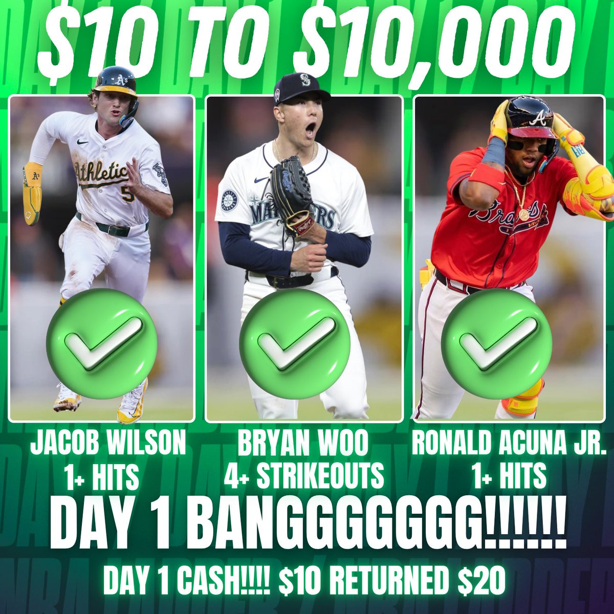 10to10k_'s tweet photo. 💥 CASHHHH ITTTTT  !!!!💥

 🏦 DAY 1 WAS FREE &amp; THE HIT ALGO STAYS SCORCHING HOT! 

🪜 WHO’S CLIMBING TO $10,000 WITH US?! 

❤️🔁LIKE &amp; REPOST for another Ladder Play TOMORROW! https://t.co/yU7moj6hza
