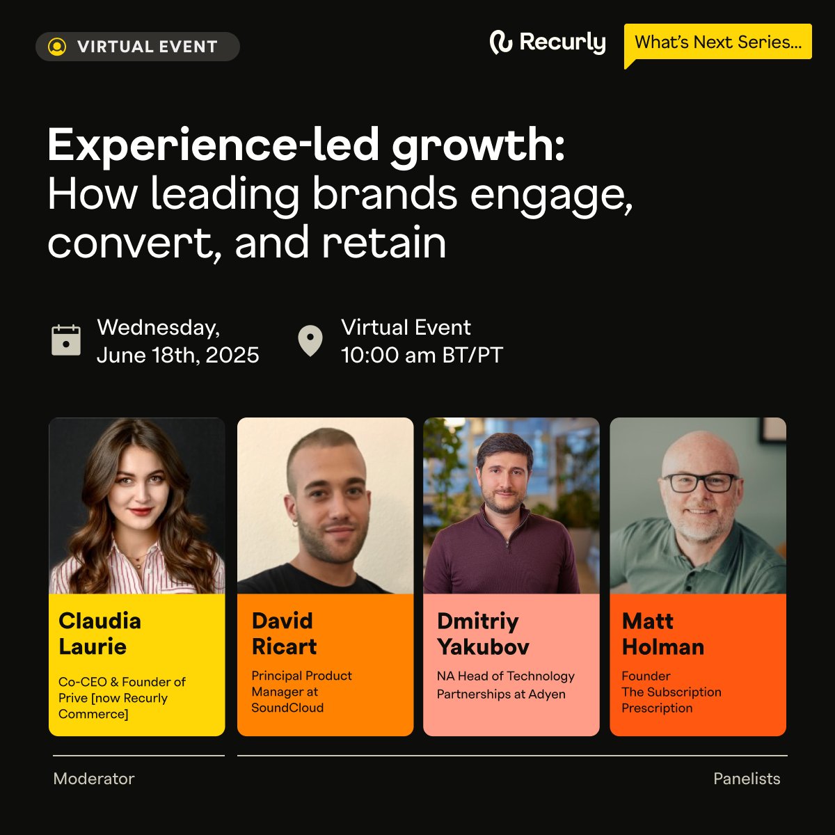 Matthew Holman 💊 (@subscriptiondoc) on Twitter photo We're doing a thing, so don't miss it.
Experience-led subscriptions are a way to increase acquisition and make retention as simple as breathing for subscribers.
We'll be discussing that on June 18th, so don't miss out!!
<a href="/claudiaclaurie/">Claudia Laurie</a>
Grab your spot here: We're doing a thing, so don't miss it.
Experience-led subscriptions are a way to increase acquisition and make retention as simple as breathing for subscribers.
We'll be discussing that on June 18th, so don't miss out!!
<a href="/claudiaclaurie/">Claudia Laurie</a>
Grab your spot here: