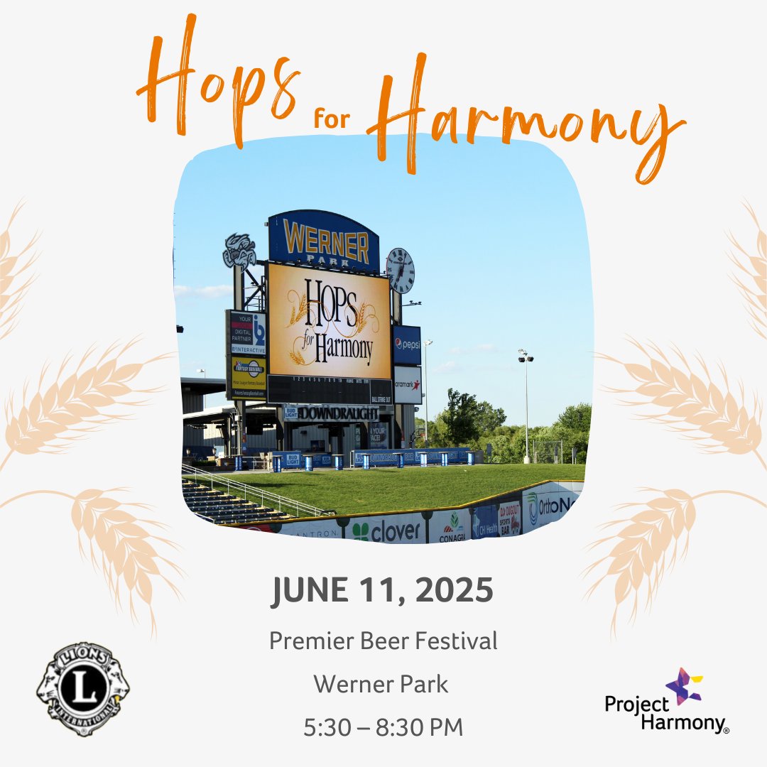 Project Harmony (@projectharmony2) on Twitter photo Hops for Harmony is just one week away! Donโt forget to purchase tickets for Omahaโs Premier Festival presented by the Papio Lions! Join us on June 11 at
<a href="/WernerPark/">Werner Park</a> to have fun and help a great cause! projectharmony.com/events/hops-foโฆ Hops for Harmony is just one week away! Donโt forget to purchase tickets for Omahaโs Premier Festival presented by the Papio Lions! Join us on June 11 at
<a href="/WernerPark/">Werner Park</a> to have fun and help a great cause! projectharmony.com/events/hops-foโฆ