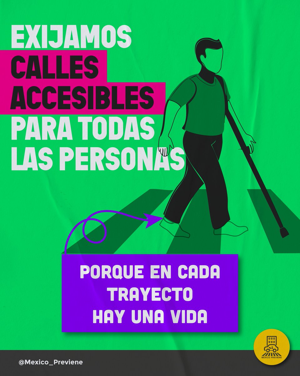 Mexico_Previene's tweet image. 🚧 Exijamos calles accesibles para todas las personas.
Las ciudades deben ser transitables para todos, sin excepción.
Porque en cada trayecto, hay una vida. ♿🚶♀️❤️
#CallesAccesibles #DiseñoUniversal #MéxicoPreviene #MovilidadInclusiva #EnCadaTrayectoUnaVida