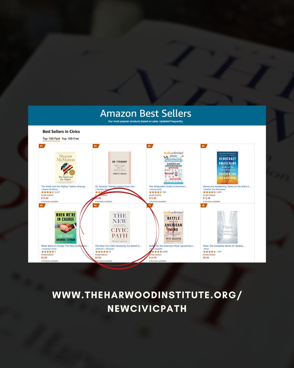 Rich Harwood's new book, The New Civic Path is now a Top 10 Civics book on Amazon—and we need your help reaching #1. For the next 24 hours only, the ebook is just $0.99.

This isn’t just a book—it’s a public declaration. A way to move forward together and create a new trajectory