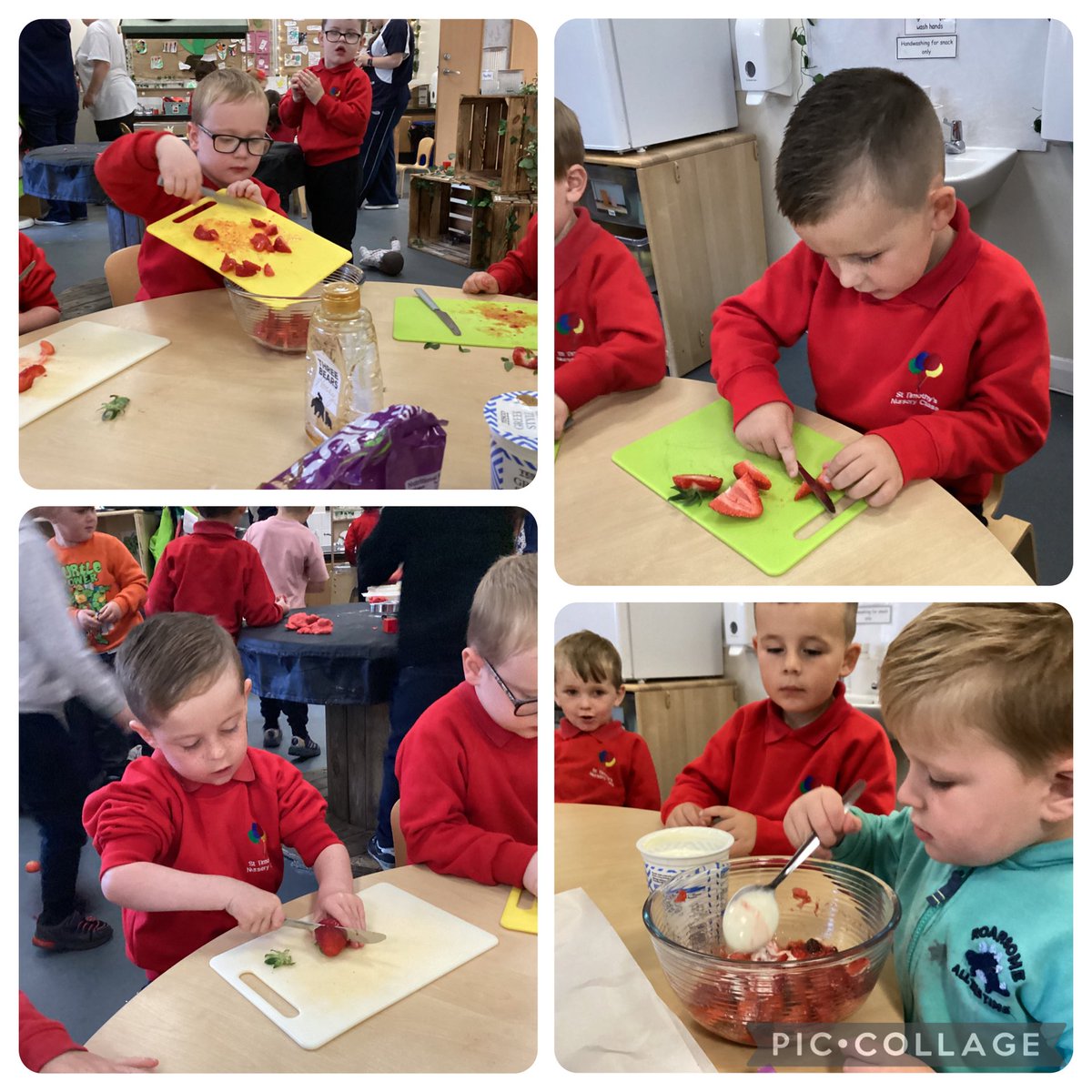 StTimothysPSNC's tweet image. The children have enjoyed creating their own restaurant in the nursery over the last two weeks. Some have also participated in making ‘yoghurt bark’ and decorating some fancy gingerbread people. #creativecooks #lifeskills