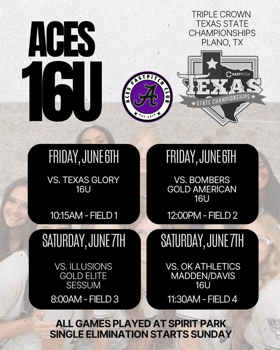 This weekend is the start to a great summer! I’m so excited to play in the <a href="/triplecrownspts/">Triple Crown Sports</a> Texas State Champions down in Plano Texas!! Here’s our schedule! 
<a href="/Aces_SoftballKC/">Aces Softball</a> <a href="/rktaylor12/">RK Taylor</a> <a href="/STayTaylor18/">Taylor Taylor</a>