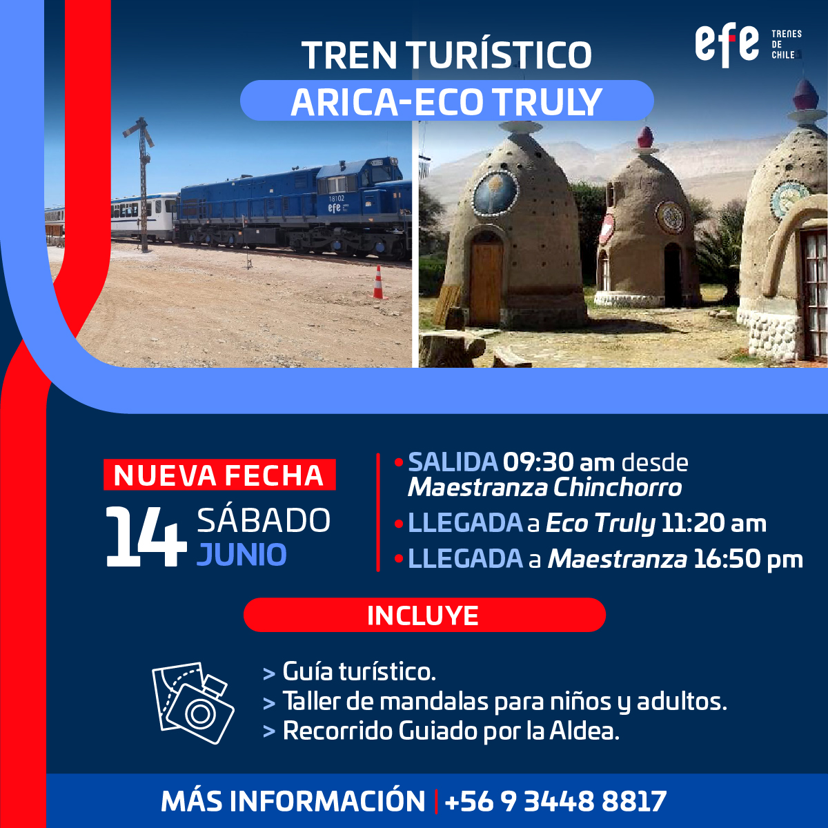 ¡No te pierdas esta increíble oportunidad de viajar y disfrutar en familia de un recorrido imperdible hasta Eco Truly 👏!

Podrás participar en distintas actividades y vivir una experiencia llena de sorpresas 😍🚄.

Compra tus pasajes aquí 👉 efe.cl/nuestros-servi…