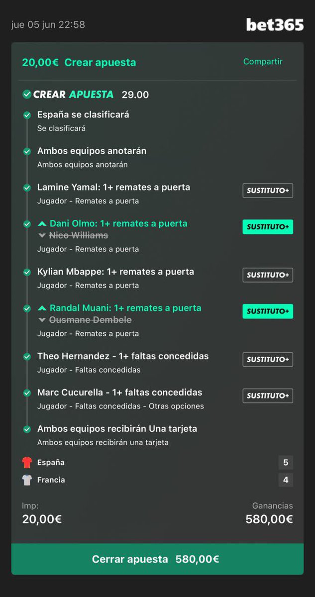 ApuestasElite7's tweet photo. ¡ LO DE HOY NO TIENE SENTIDO ! 🎉🔥

▪️CUOTA 121 ✅
▪️CUOTA 29 ✅
▪️CUOTA 28 ✅
▪️CUOTA 19 ✅

💰 +2300€ limpios para pegarnos un buen veranito no?😝

🎁 Voy a regalar 300€ ( 6 premios de 50€) 

ℹ️ Requisitos:

• Dar like al tweet ❤️‍🔥
• Estar en mi canal de telegram (1 comentario)
