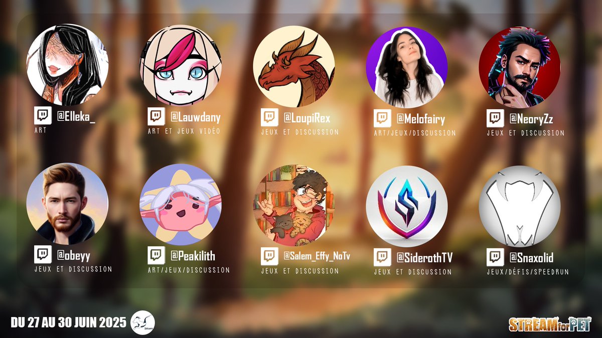 Saby_liive's tweet photo. Je vous annonce officiellement les participants. es de la 2ème édition de Stream for Pet, live caritatif sur @TwitchFR  où 24 streameurs.euses vont se réunir pour collecter des dons pour l'association @solicanin 🐰🐶😺
RDV à partir du 27 juin sur #Twitch : /saby_live

#event #SFP https://t.co/ERQ4orZvJ6