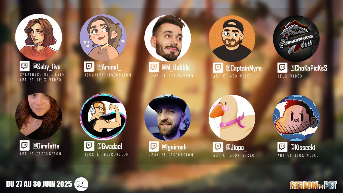 Saby_liive's tweet photo. Je vous annonce officiellement les participants. es de la 2ème édition de Stream for Pet, live caritatif sur @TwitchFR  où 24 streameurs.euses vont se réunir pour collecter des dons pour l'association @solicanin 🐰🐶😺
RDV à partir du 27 juin sur #Twitch : /saby_live

#event #SFP https://t.co/ERQ4orZvJ6