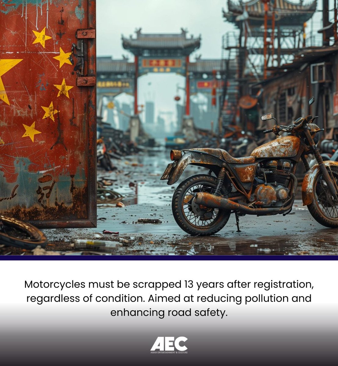 AsianEAC's tweet image. In China, motorcycles must be scrapped 13 years after registration, no matter their condition. This policy aims to reduce pollution and enhance road safety. 

#China #MotorcyclePolicy #VehicleRegulations