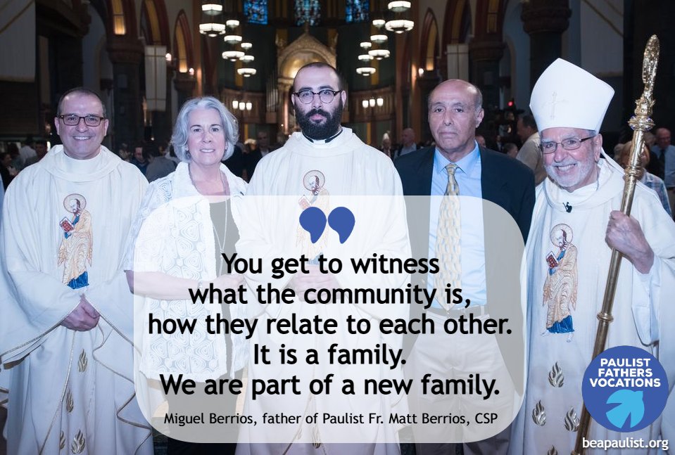 Paulist Vocation (@paulistvocation) on Twitter photo Miguel Berrios, father of Paulist Fr. Matt Berrios, offered a few words after his son's Ordination Mass on 5/20/17 at <a href="/stpaulnyc/">stpaultheapostlenyc</a>.
Go to🌐beapaulist.org/for-families for videos, audio clips & great info for family & friends of those discerning the #priesthood.
📧vocations@paulist.org Miguel Berrios, father of Paulist Fr. Matt Berrios, offered a few words after his son's Ordination Mass on 5/20/17 at <a href="/stpaulnyc/">stpaultheapostlenyc</a>.
Go to🌐beapaulist.org/for-families for videos, audio clips & great info for family & friends of those discerning the #priesthood.
📧vocations@paulist.org
