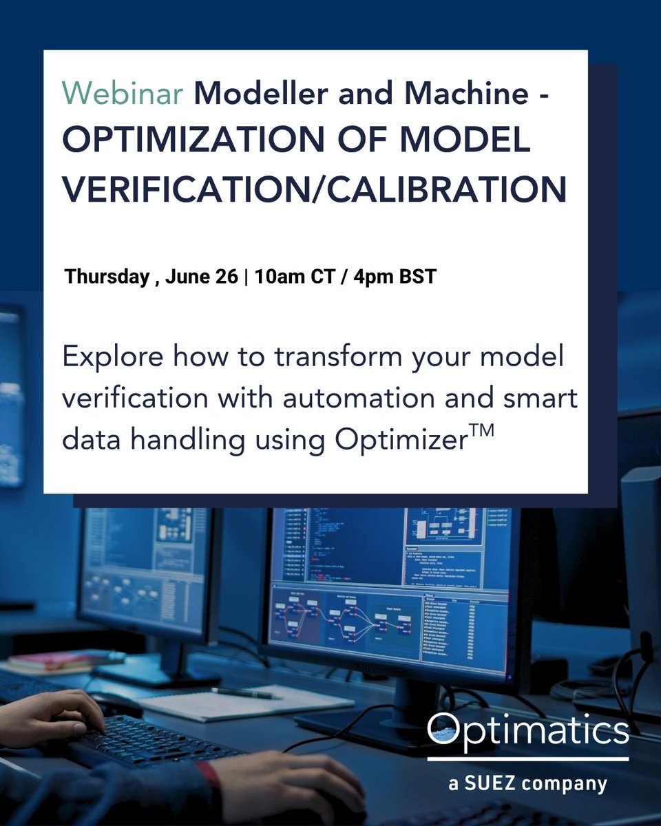 Webinar: Modeller and Machine - Optimization of Model Verification/Calibration

Join us for a deep dive into how Optimizer™ is transforming wastewater model verification through automation and smart data handling. Link in bio to register!

#WaterInfrastructure #SmartWater