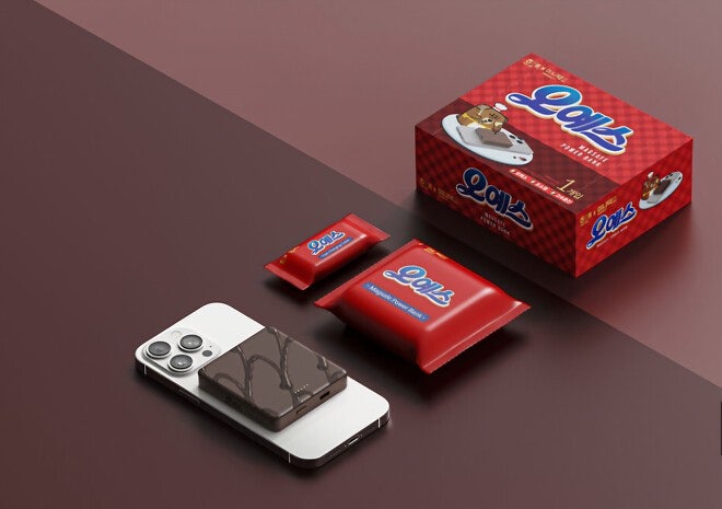 해태제과와 미니덕트의 콜라보 상품인 오에스 보조배터리와 후속작인 버터링 보조배터리.