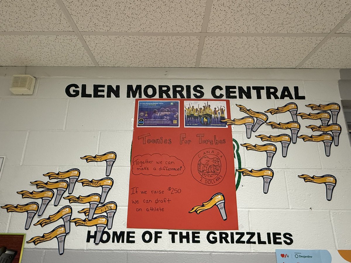 Toonies for Torches!!! Glen Morris is Participating in raising awareness and money to support the Special Olympics Ontario 2025!!! Good Job Grizzlies 
Together we can make a Difference <a href="/GEDSB/">Grand Erie District School Board</a> <a href="/DirectorGEDSB/">Dr. JoAnna Roberto, Ph.D.</a>