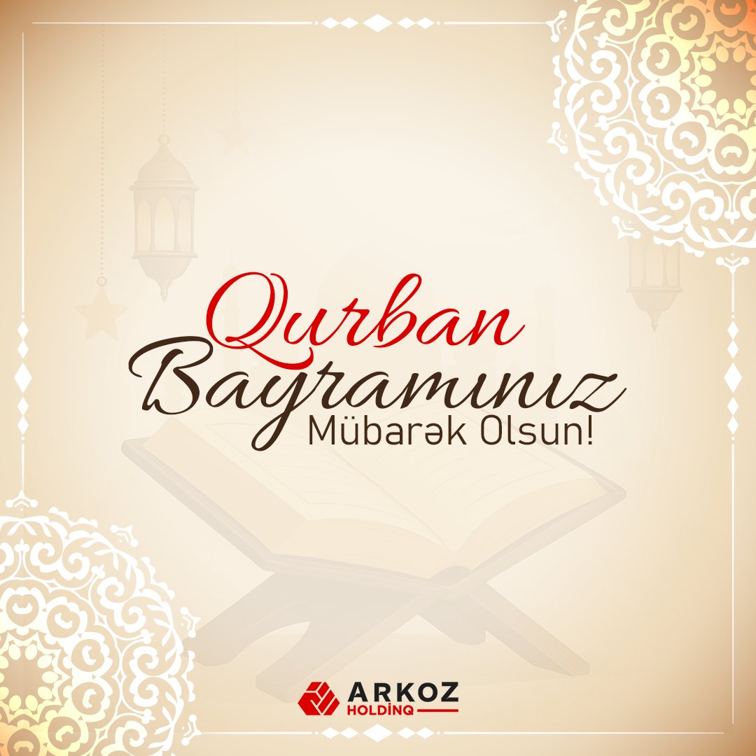 Qurban Bayramınız mübarək olsun!
Sevdiklerinizle birlikdə, bol huzurlu və bərəkətli bir bayram geçirmeniz dileyi ilə.

#arkozholdinq #arkoz #qurbanbayramınızmübarək