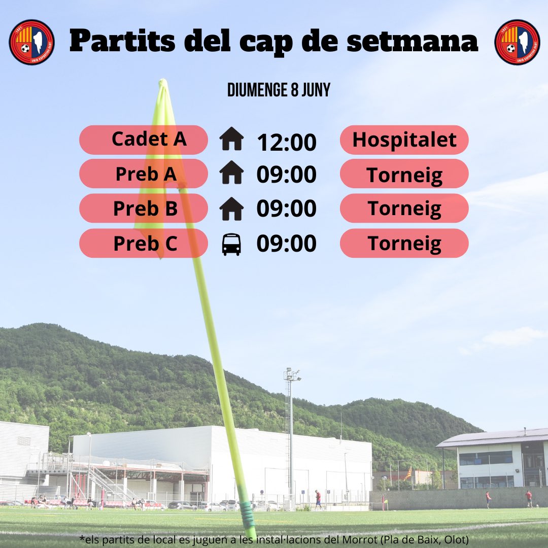 𝗟’𝗔𝗚𝗘𝗡𝗗𝗔 𝗗𝗘𝗟 𝗖𝗔𝗣 𝗗𝗘 𝗦𝗘𝗧𝗠𝗔𝗡𝗔

📅 Els partits de la jornada al #PlanterUEO 

⚽️❤️ #PlanterUEO