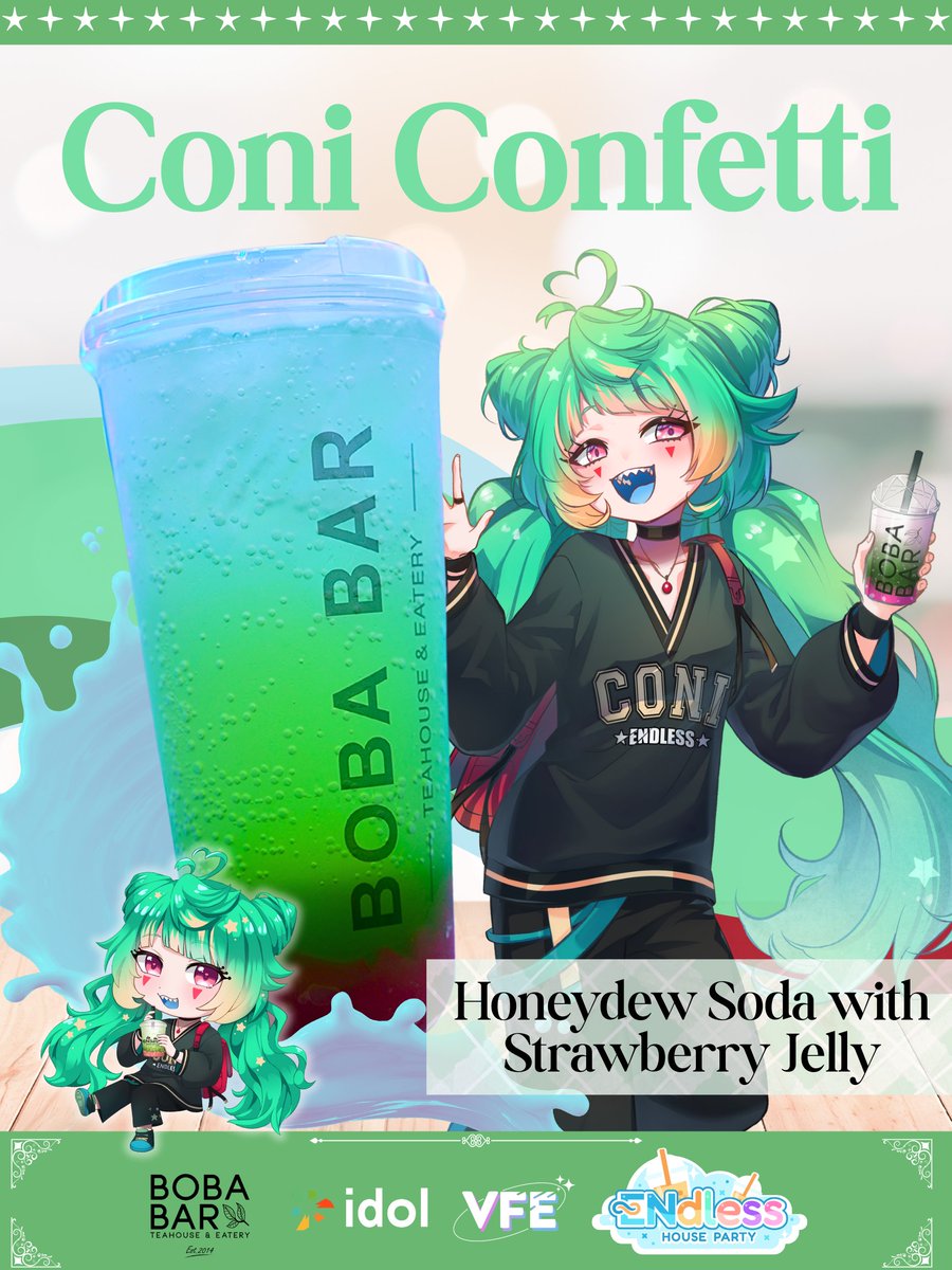 Vtuber Fan Events | Previously Holofanevents (@vtuberfanevents) on Twitter photo Ready for liftoff, Starnies? We’ve got your fuel!🎉
Introducing <a href="/coni_confetti/">coni spacefetti🎉🛸</a>’s signature drink for the #EndlessHouseParty:
Honeydew Soda with Strawberry Jelly! 🍈🍓
Cool off with this out-of-this-world treat during #OffkaiGen4 Weekend! Ready for liftoff, Starnies? We’ve got your fuel!🎉
Introducing <a href="/coni_confetti/">coni spacefetti🎉🛸</a>’s signature drink for the #EndlessHouseParty:
Honeydew Soda with Strawberry Jelly! 🍈🍓
Cool off with this out-of-this-world treat during #OffkaiGen4 Weekend!