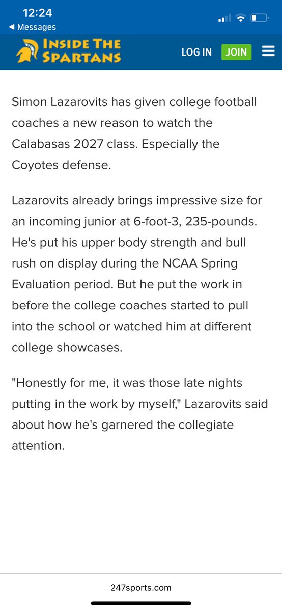 Simon Lazarovits (@simonlaz08) on Twitter photo Blessed for the write up by <a href="/LJ_Reyna/">Lorenzo J. Reyna</a> and <a href="/247Sports/">247Sports</a>! More in store soon, hard work pays off!!!💯💯💯
Here’s full article: 247sports.com/college/san-jo…
<a href="/CaryHarris07/">Cary Harris</a> <a href="/CalabasasFtball/">Calabasas High School Football</a> <a href="/GregBiggins/">Greg Biggins</a> <a href="/805Football/">805Football</a> <a href="/805HSFB/">805 High School Football</a> Blessed for the write up by <a href="/LJ_Reyna/">Lorenzo J. Reyna</a> and <a href="/247Sports/">247Sports</a>! More in store soon, hard work pays off!!!💯💯💯
Here’s full article: 247sports.com/college/san-jo…
<a href="/CaryHarris07/">Cary Harris</a> <a href="/CalabasasFtball/">Calabasas High School Football</a> <a href="/GregBiggins/">Greg Biggins</a> <a href="/805Football/">805Football</a> <a href="/805HSFB/">805 High School Football</a>