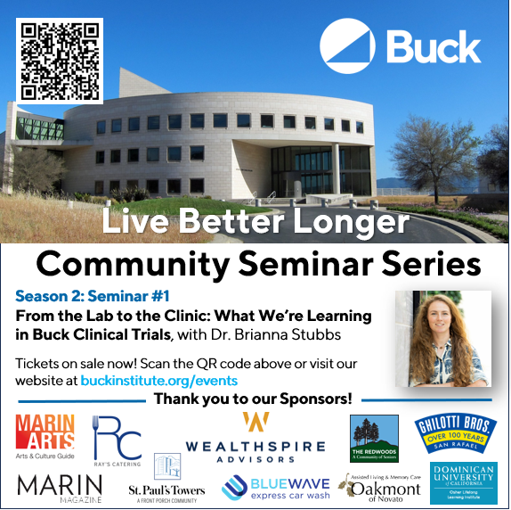 BuckInstitute's tweet image. Our Live Better Longer Community Seminar Series is back!! Our first seminar of this season on July 2nd will be incredible! We'll be sharing what we’re learning in our clinical trials that can help you live better longer. Register today! buckinstitute.org/events/lblsemi…