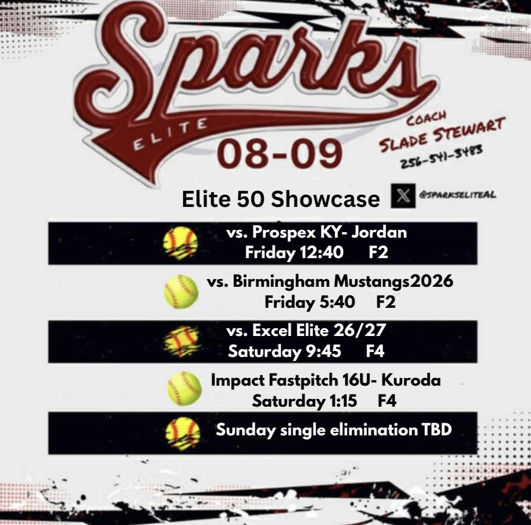 Come see us this weekend at the Elite 50 Showcase in Decatur, AL ♥️
<a href="/sparkseliteAL/">Sparks Elite 09</a>