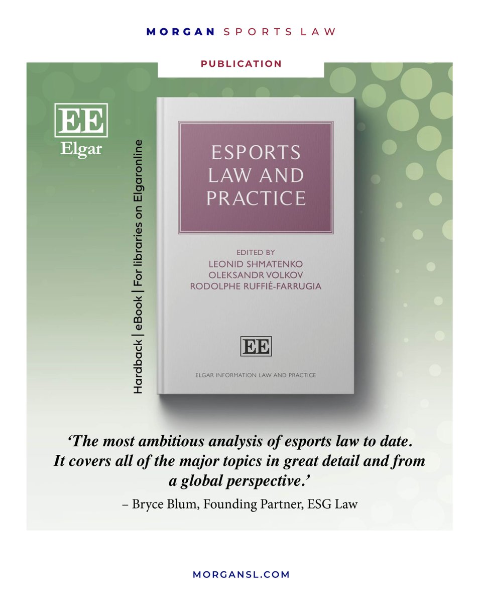 Morgan Sports Law Barrister Nick Williams has contributed a chapter on anti-doping and other illicit performance-enhancing practices to the newly released ‘Esports Law and Practice’ Edward Elgar publication which explores everything from governance, IP, and contracts to integrity