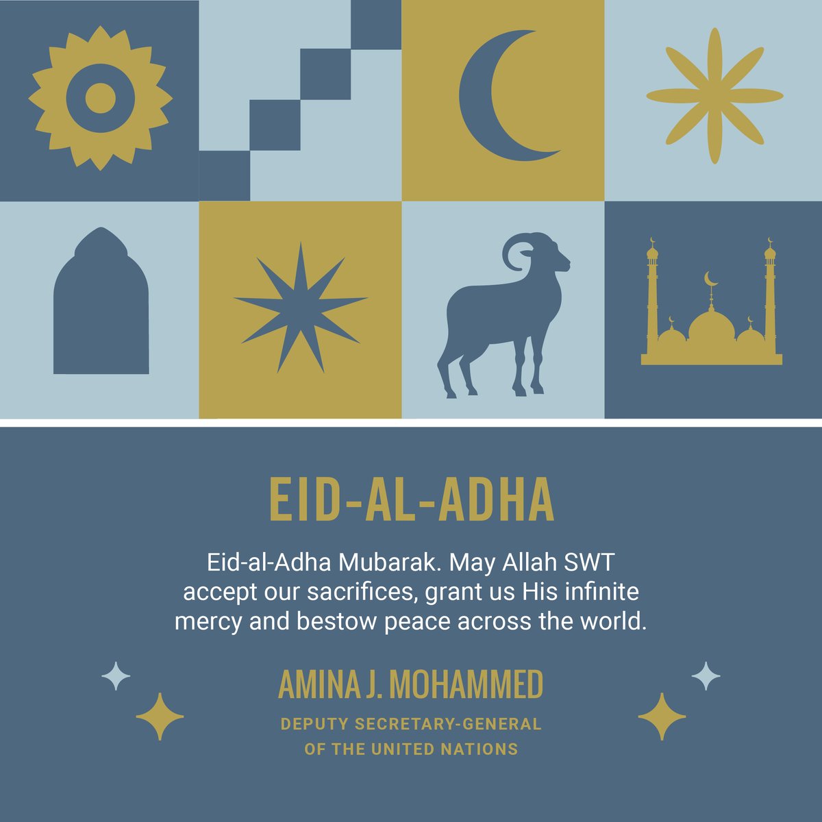 AminaJMohammed's tweet photo. Wishing all my sisters and brothers a peaceful Eid al-Adha.
May Allah SWT bless us with His infinite mercy.
#EidMubarak https://t.co/RArI59eAzN
