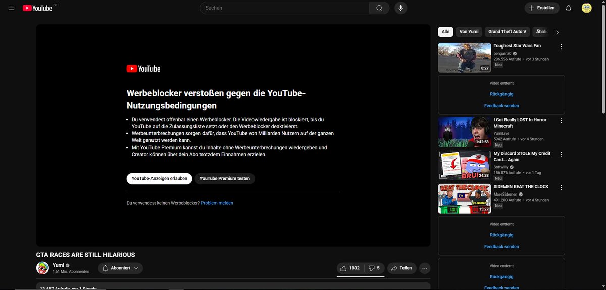 kusmikus163's tweet image. bruh youtube fix ts 馃挃 i don鈥榯 even have an adblocker and it鈥榮 still popping up, refreshing doesn鈥榯 work either