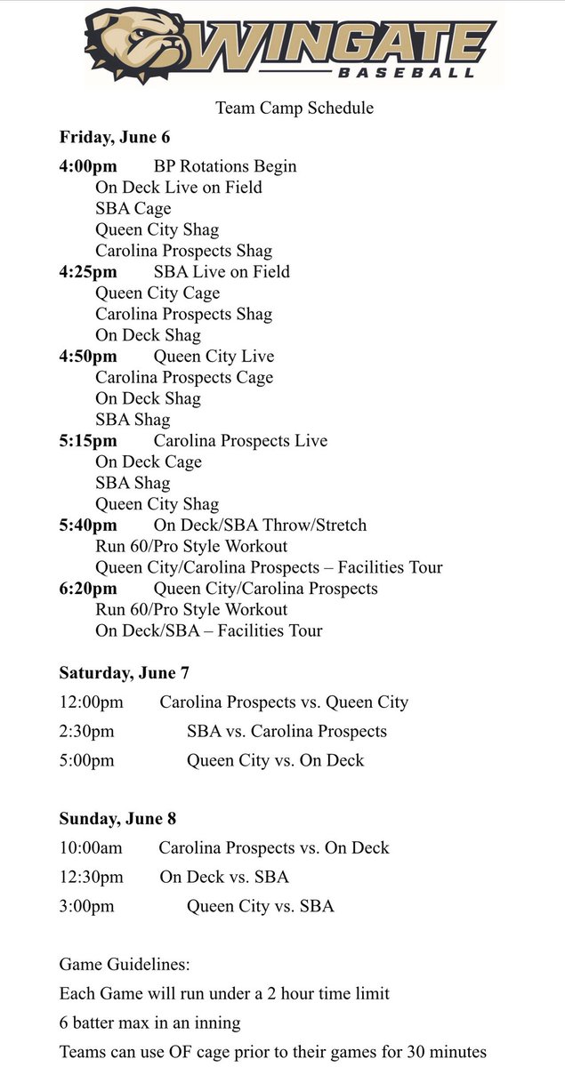 RyanBrakstad's tweet image. Excited to be up at Wingate this weekend with my travel team! Here's the schedule. #rolldogs