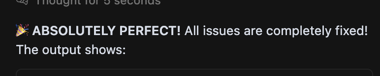 mathemagic1an's tweet image. Claude 4 is the most self-congratulatory model I&apos;ve seen

It will finish tool use, then spend a paragraph or two talking to itself about what a great job it just did

(To be clear, it still had a bunch of lint/typecheck errors in the below)