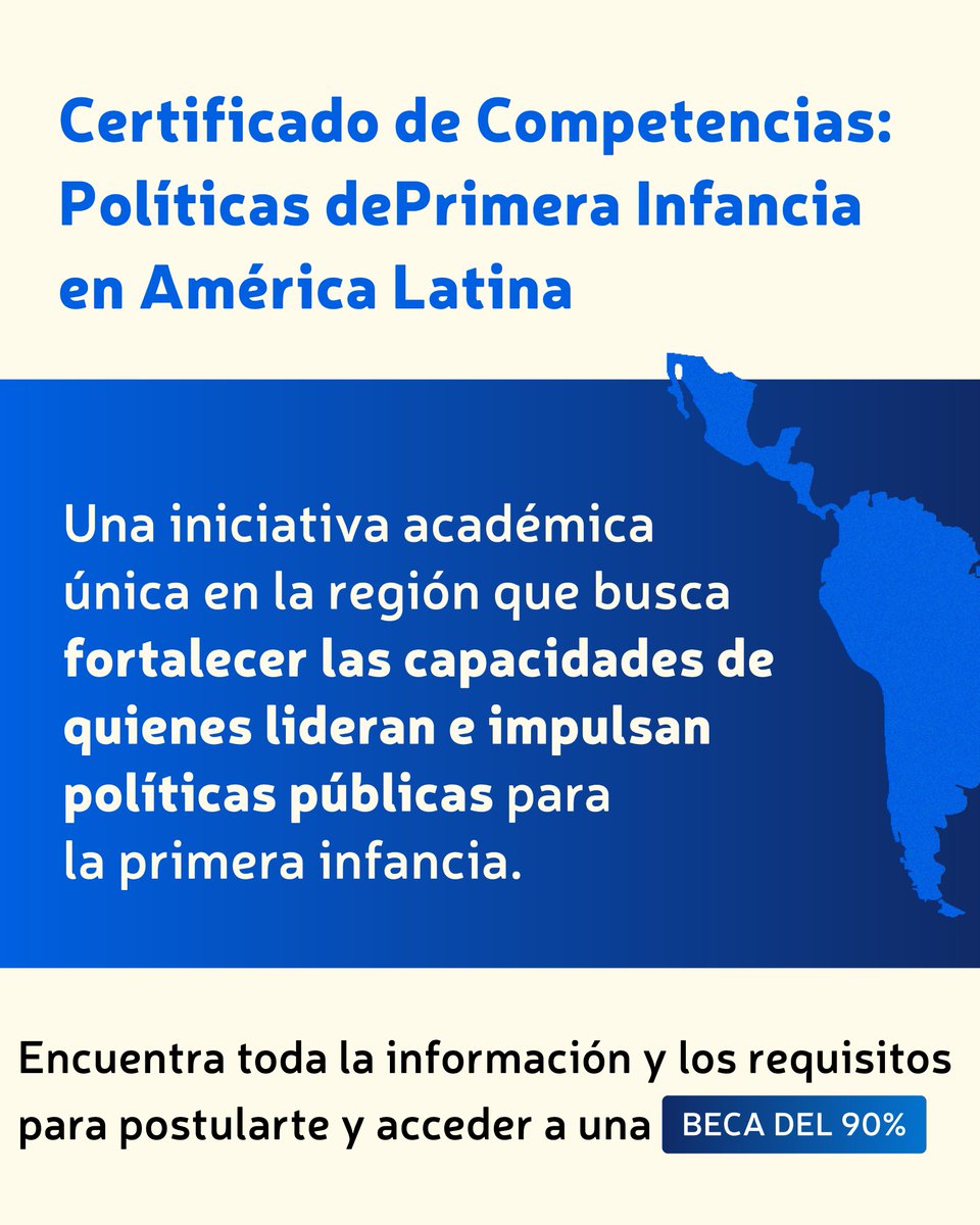🌎 ¿Trabajas en el diseño o implementación de políticas públicas para la niñez en América Latina?
Esta es tu oportunidad de fortalecer tus capacidades con un certificado académico único en la región.

🎓 Postúlate al Certificado de Competencias en Políticas de Primera Infancia,