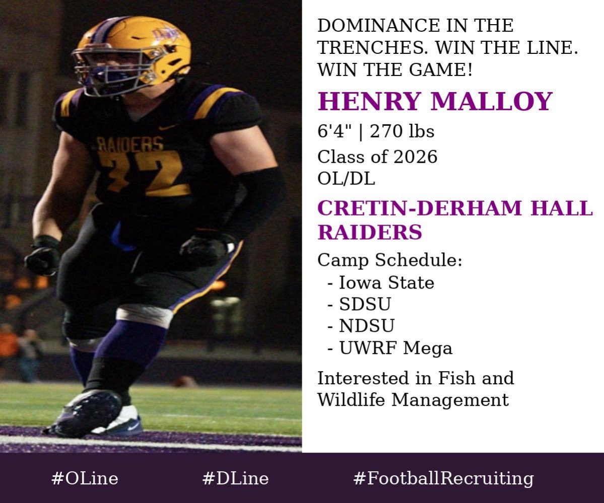 Last day of Junior year! Strong academic finish! Now it’s time to grind for fall.
Built in the North. Stacking bricks. Better everyday! 
Summer Grind: Lift/Agility Mon-Thu June, padded practices in July.
#OLine #DLine #FootballRecruiting