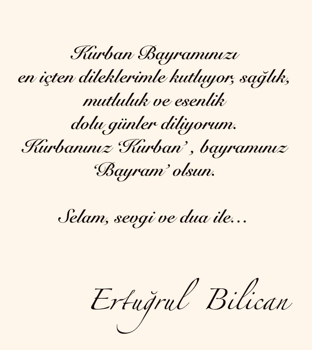 Bayramınız ‘Bayram’ , kurbanınız ‘Kurban’ olsun efendim… 
#KurbanBayramı